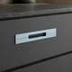 HA 00205 T Ottr Concealed Handle Grey Chrome Finish 36in â close-up of silver-blue handle on charcoal drawer