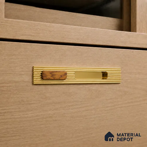 Ottr Aluminium Concealed Handle HA 00206 G PVD Gold Wood Finish - 300mm | 2 Years Warranty