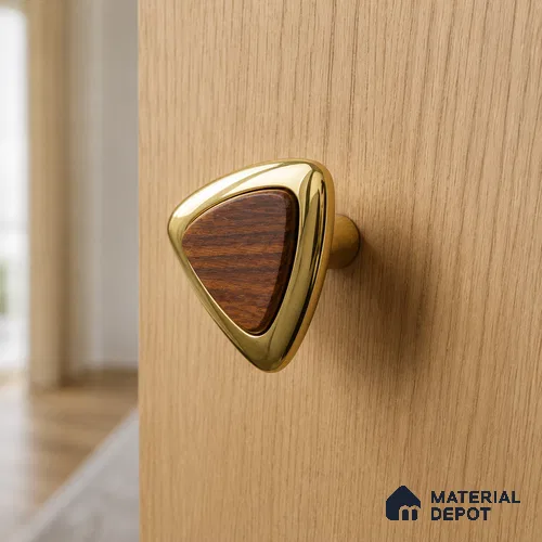 Ottr Zinc Knob HA 00227 B PVD Gold Wood Finish - Standard | 2 Years Warranty