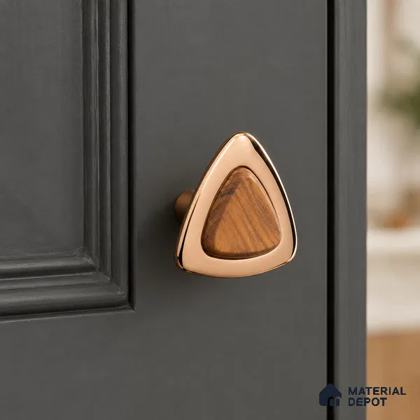 Ottr Zinc Knob HA 00227 PVD Rose Gold Wood Finish - Standard | 2 Years Warranty