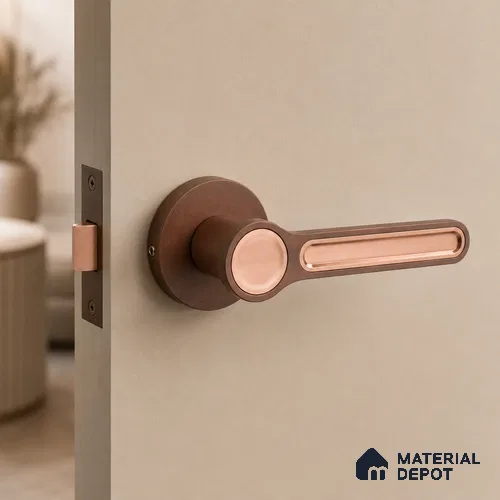 Ottr Zinc Mortise Handle HA 00296 B PVD Rose Gold Dual Tone Finish Rose Mount | 2 Years Warranty