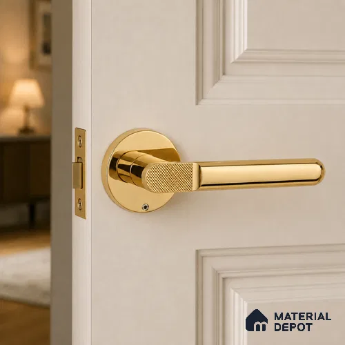 Ottr Zinc Mortise Handle HA 00297 D PVD Gold Finish Rose Mount | 2 Years Warranty