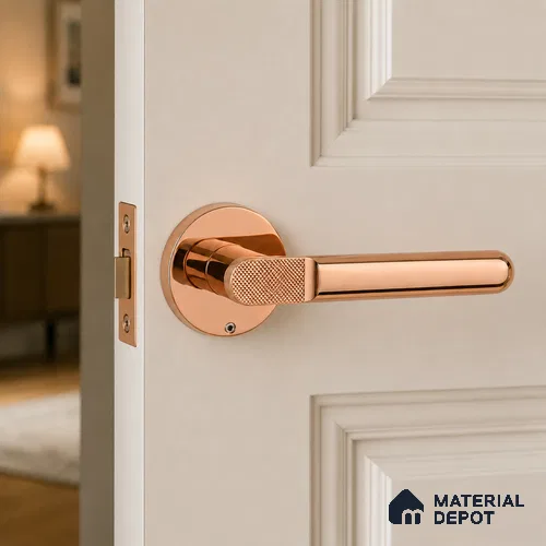 Ottr Zinc Mortise Handle HA 00297 C PVD Rose Gold Finish Rose Mount | 2 Years Warranty