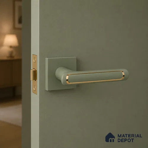 Ottr Zinc Mortise Handle HA 00302 Green Gold Finish Rose Mount | 2 Years Warranty
