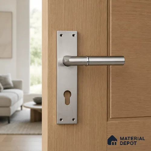 Ottr Brass Mortise Handle HA 00316 E Stainless Steel Chrome Finish Plate Mount | 2 Years Warranty
