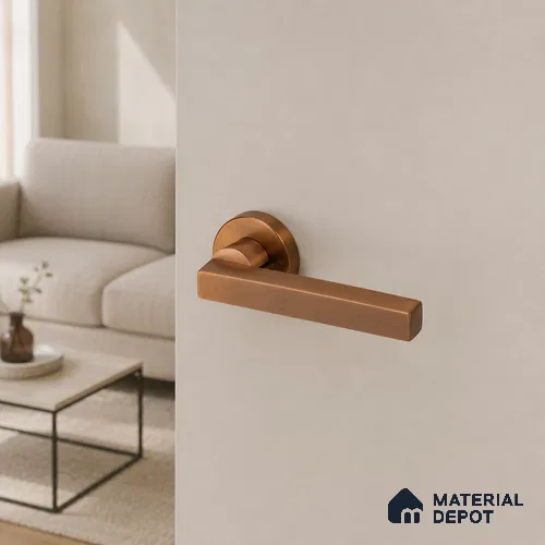 Ottr Stainless Steel Mortise Handle HA 00323 H PVD Rose Gold Dual Tone Finish Plate Mount | 2 Years Warranty