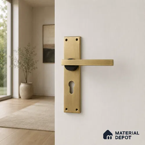 Ottr Stainless Steel Mortise Handle HA 00323 E Antique Brass Black Finish Plate Mount | 2 Years Warranty