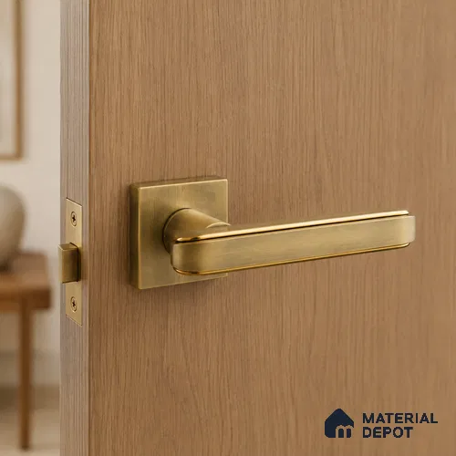 Ottr Zinc Mortise Handle HA 00330 C Antique Brass Gold Finish Rose Mount | 2 Years Warranty