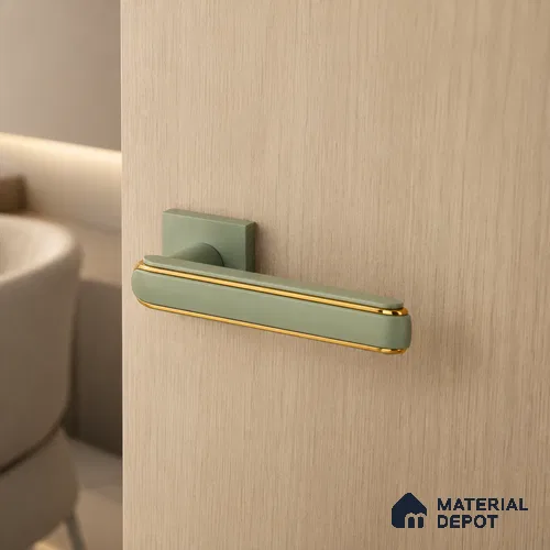 Ottr Zinc Mortise Handle HA 00330 B Green Gold Finish Rose Mount | 2 Years Warranty