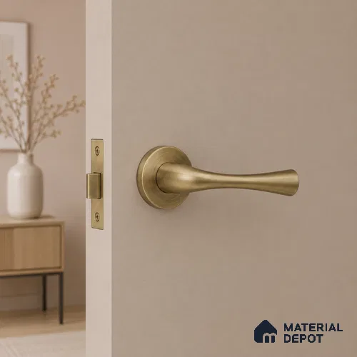 Ottr Brass Mortise Handle HA 00332 Antique Brass Finish Rose Mount | 2 Years Warranty