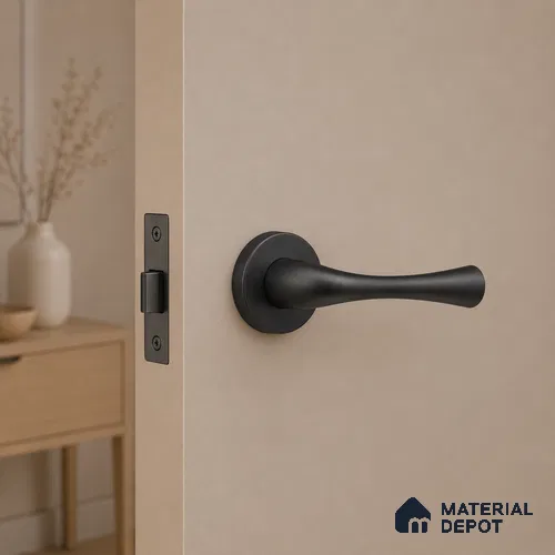 Ottr Brass Mortise Handle HA 00332 C Black Finish Rose Mount | 2 Years Warranty