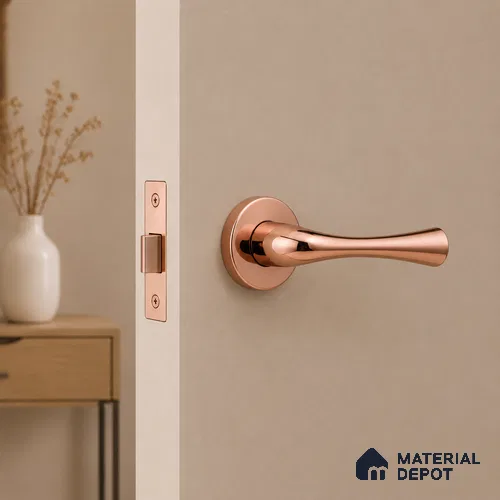 Ottr Brass Mortise Handle HA 00332 D PVD Rose Gold Finish Rose Mount | 2 Years Warranty