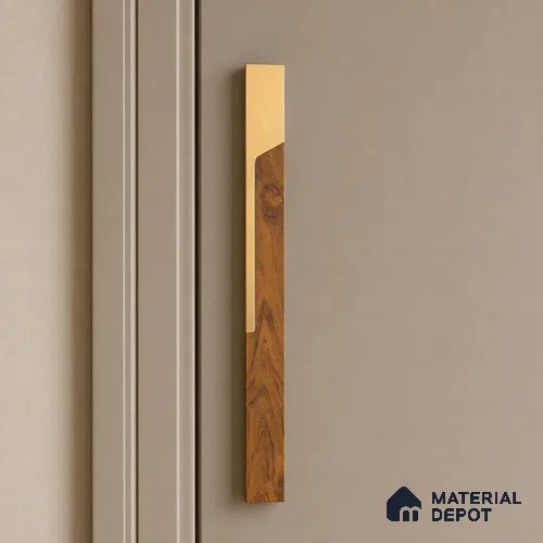 Ottr Aluminium Main Door Handle HA 00263 L PVD Gold Wood Finish - 900mm | 2 Years Warranty