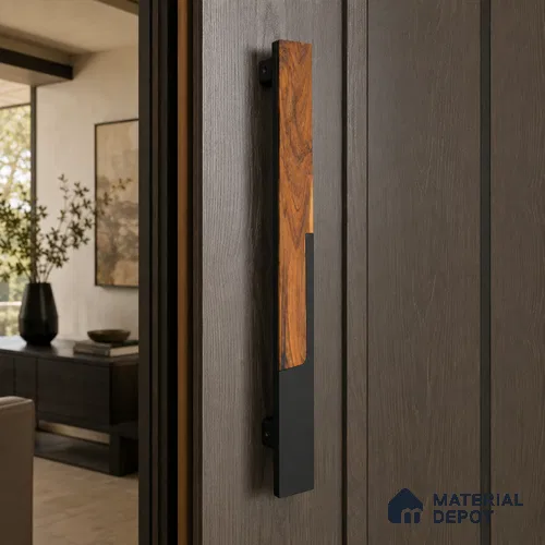 Ottr Aluminium Main Door Handle HA 00263 B Black Wood Finish - 450mm | 2 Years Warranty