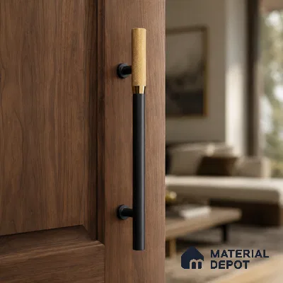 Ottr Aluminium Main Door Handle HA 00267 P Black PVD Gold Finish - 300mm | 2 Years Warranty