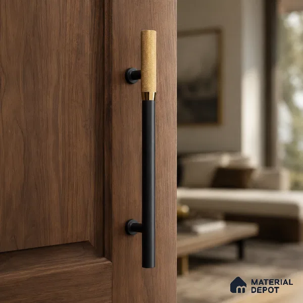 Ottr Aluminium Main Door Handle HA 00267 P Black PVD Gold Finish - 300mm | 2 Years Warranty