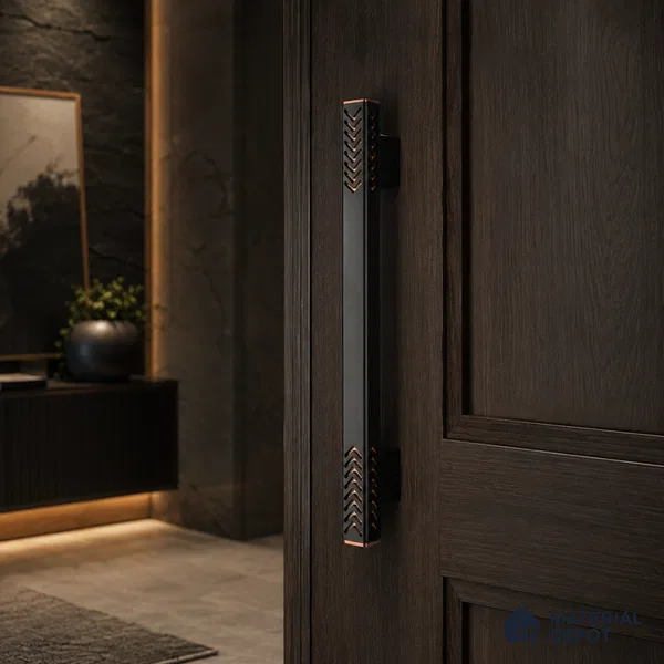 Ottr Aluminium Main Door Handle HA 00269 Q Black PVD Rose Gold Finish - 450mm | 2 Years Warranty