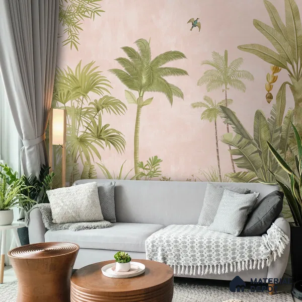 A Jungle Village, Nature Theme Wallpaper, Customised Sukoon Series Canvas Nature Design (Customised Size Wallpaper)