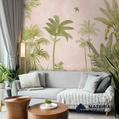 A Jungle Village, Nature Theme Wallpaper, Customised Sukoon Series Handmade Nature Design (Customised Size Wallpaper)