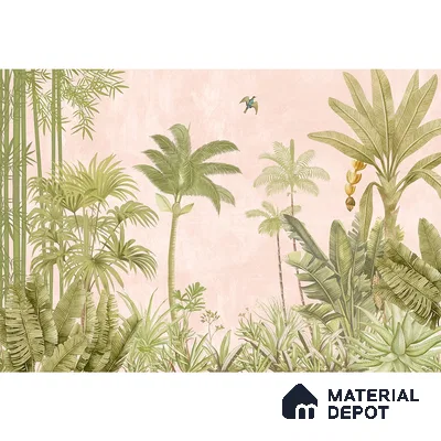 A Jungle Village, Nature Theme Wallpaper, Customised Sukoon Series Handmade Nature Design (Customised Size Wallpaper)