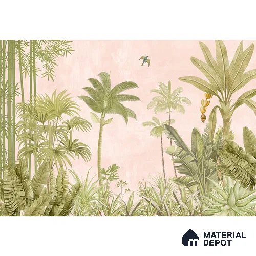 A Jungle Village, Nature Theme Wallpaper, Customised Sukoon Series Handmade Nature Design (Customised Size Wallpaper)