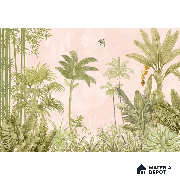 A Jungle Village, Nature Theme Wallpaper, Customised Sukoon Series Handmade Nature Design (Customised Size Wallpaper)