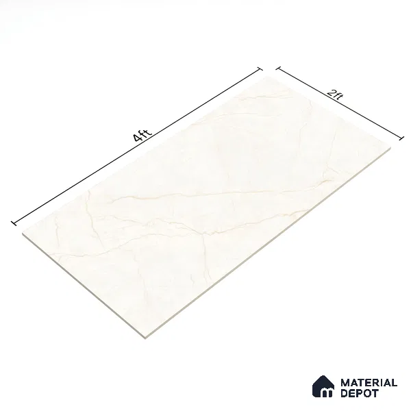 Budget Friendly Marble Floor & Wall Tile Value For Money TL 05605 Beige Abria 4 ft x 2 ft - Vitrified Glossy Finish -9 mm | Suitable for Living Room, Bedroom & Bathroom