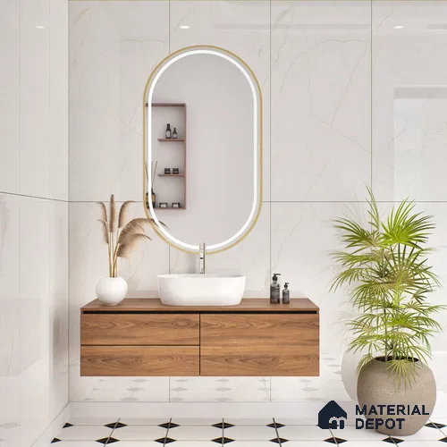 Budget Friendly Marble Floor & Wall Tile Value For Money TL 05605 Beige Abria 4 ft x 2 ft - Vitrified Glossy Finish -9 mm | Suitable for Living Room, Bedroom & Bathroom