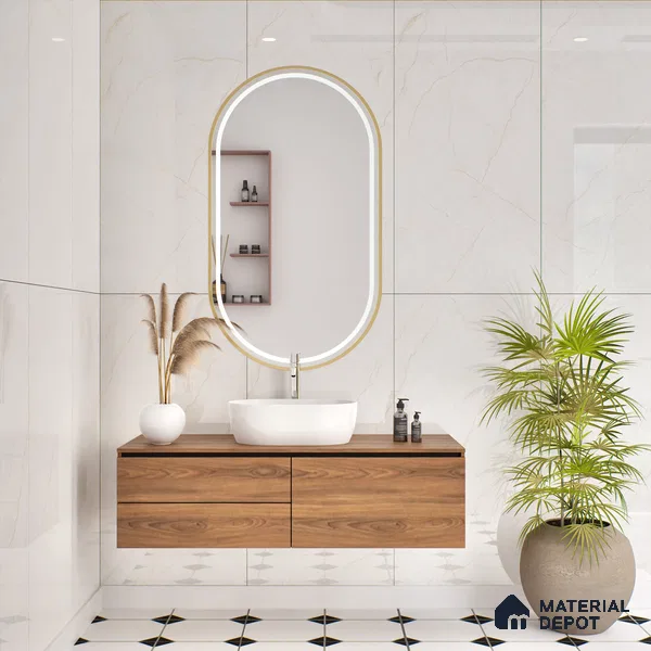 Budget Friendly Marble Floor & Wall Tile Value For Money TL 05605 Beige Abria 4 ft x 2 ft - Vitrified Glossy Finish -9 mm | Suitable for Living Room, Bedroom & Bathroom