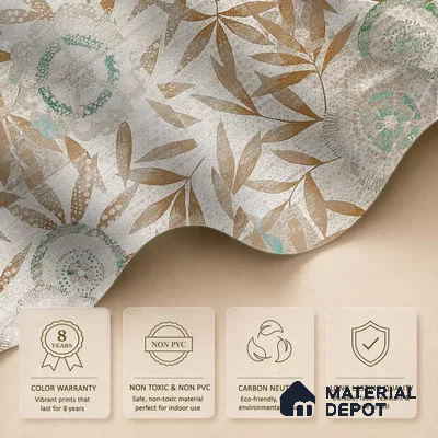 Cream & Gold Leaf Branch Botanical Look Wallpaper Canvas (Customised Size)