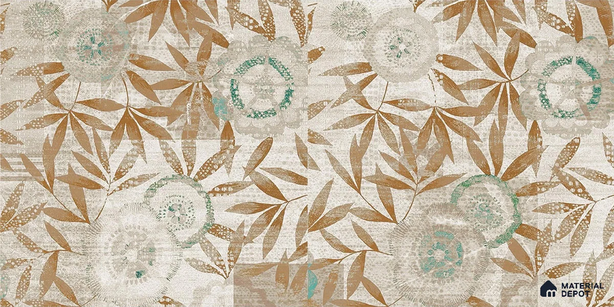 Cream & Gold Leaf Branch Botanical Look Wallpaper Canvas (Customised Size)