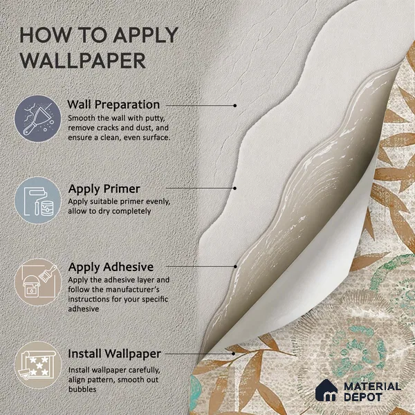 Cream & Gold Leaf Branch Botanical Look Wallpaper Soft Feel (Customised Size)