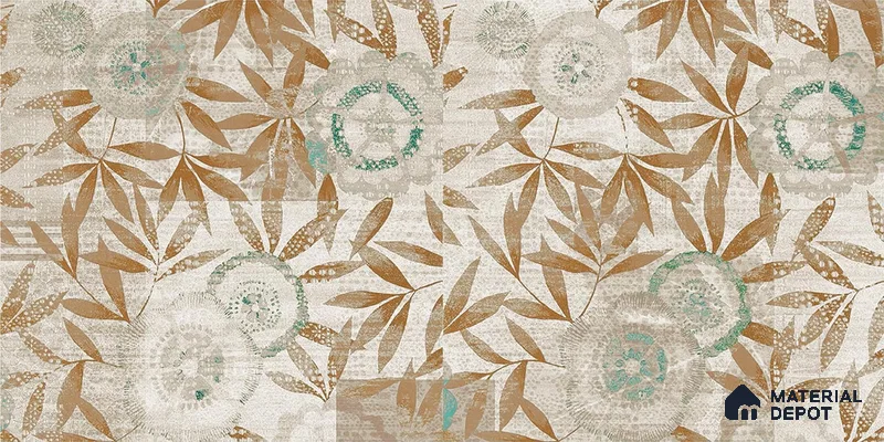 Cream & Gold Leaf Branch Botanical Look Wallpaper Soft Feel (Customised Size)