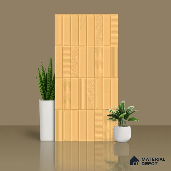 TL 00695 B Aesthetic Arencia Series Pattern 5 Orange Chrome Finish 4 ft x 2 ft Full Body Vitrified Tile - 9 mm (Sample)