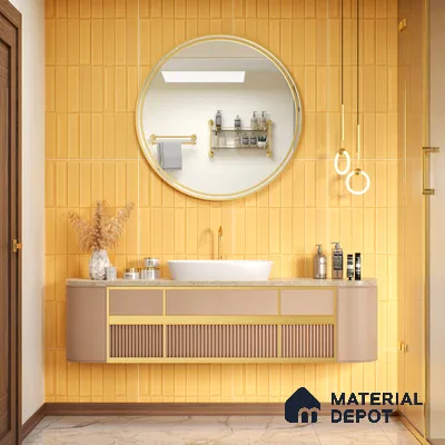 TL 00695 B Aesthetic Arencia Series Pattern 5 Orange Chrome Finish 4 ft x 2 ft Full Body Vitrified Tile - 9 mm (Sample)