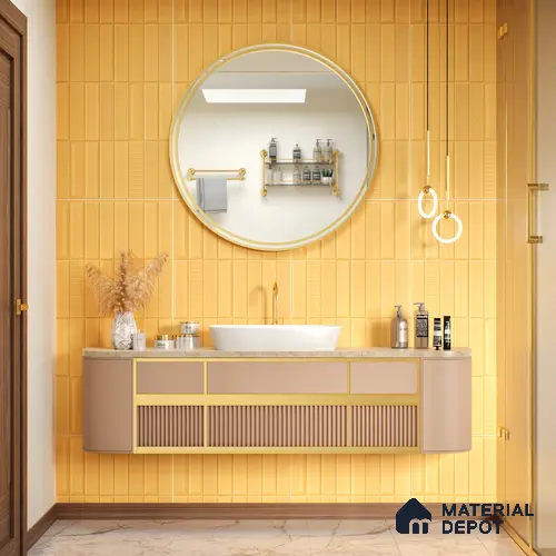 TL 00695 B Aesthetic Arencia Series Pattern 5 Orange Chrome Finish 4 ft x 2 ft Full Body Vitrified Tile - 9 mm