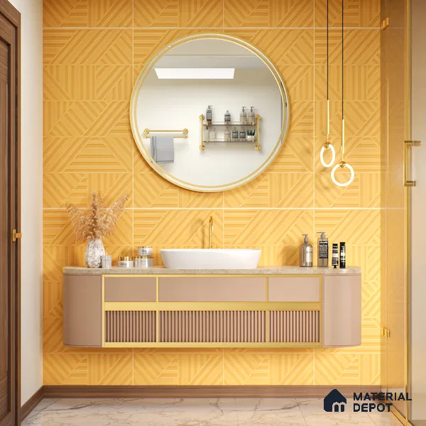 TL 00695 H Aesthetic Arencia Series Pattern 7 Orange Chrome Finish 4 ft x 2 ft Full Body Vitrified Tile - 9 mm (Sample)
