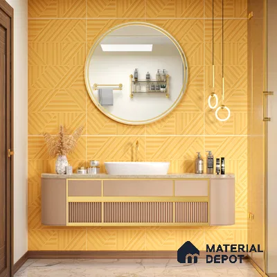 TL 00695 I Aesthetic Arencia Series Pattern 8 Orange Chrome Finish 4 ft x 2 ft Full Body Vitrified Tile - 9 mm (Sample)