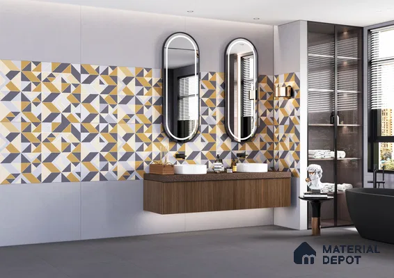 Contemporary Bathroom with Digital Print Tiles | Material Depot