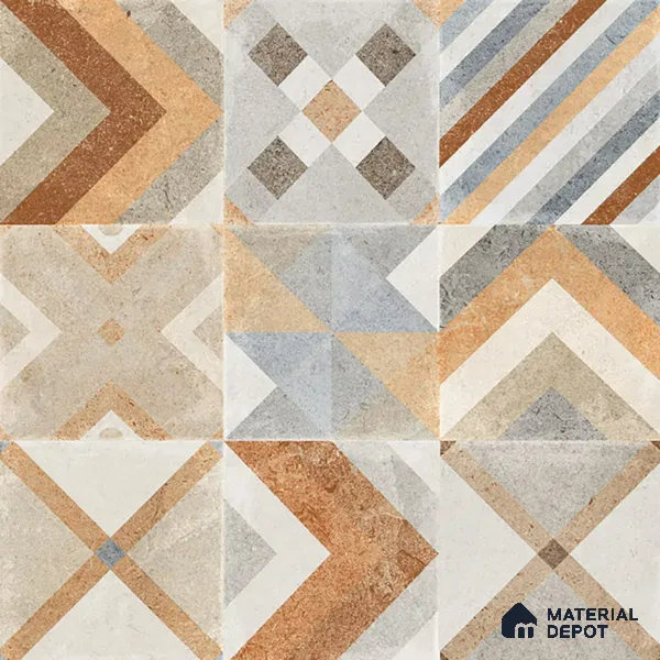 Moroccan Wall & Floor Tile TL 00905 Akota 2 ft x 2 ft Matte Finish Vitrified Tile - 9 mm | Suitable For Kitchen, Accent/Feature Wall, Dining Area | Please Expect a Slight Variation of Pattern | Random Designs