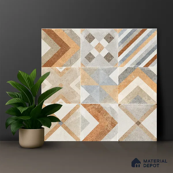 Moroccan Wall & Floor Tile TL 00905 Akota 2 ft x 2 ft Matte Finish Vitrified Tile - 9 mm | Suitable For Kitchen, Accent/Feature Wall, Dining Area | Please Expect a Slight Variation of Pattern | Random Designs