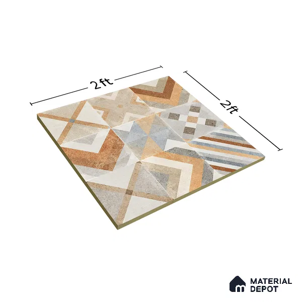 Moroccan Wall & Floor Tile TL 00905 Akota 2 ft x 2 ft Matte Finish Vitrified Tile - 9 mm | Suitable For Kitchen, Accent/Feature Wall, Dining Area | Please Expect a Slight Variation of Pattern | Random Designs