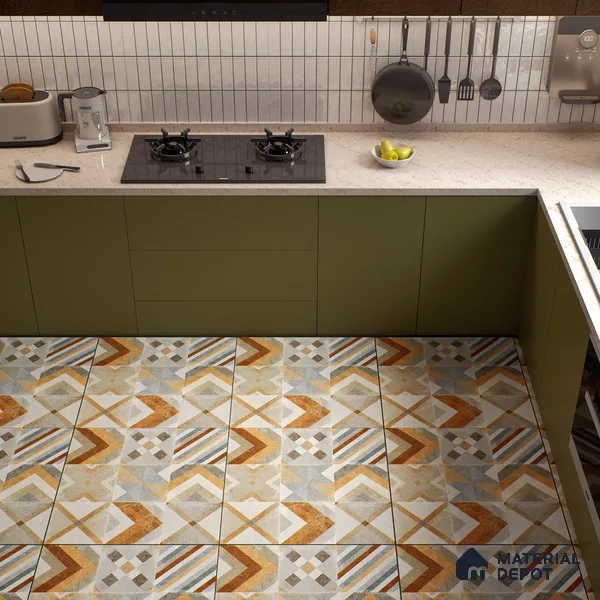 Moroccan Wall & Floor Tile TL 00905 Akota 2 ft x 2 ft Matte Finish Vitrified Tile - 9 mm | Suitable For Kitchen, Accent/Feature Wall, Dining Area | Please Expect a Slight Variation of Pattern | Random Designs