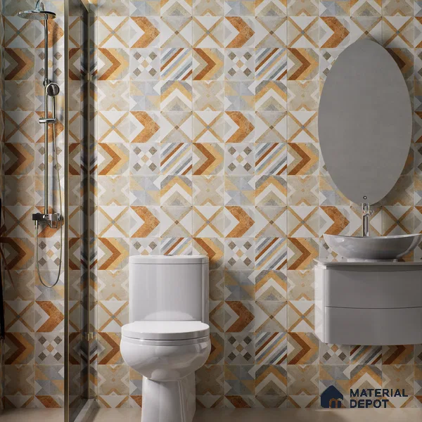 Moroccan Wall & Floor Tile TL 00905 Akota 2 ft x 2 ft Matte Finish Vitrified Tile - 9 mm | Suitable For Kitchen, Accent/Feature Wall, Dining Area | Please Expect a Slight Variation of Pattern | Random Designs