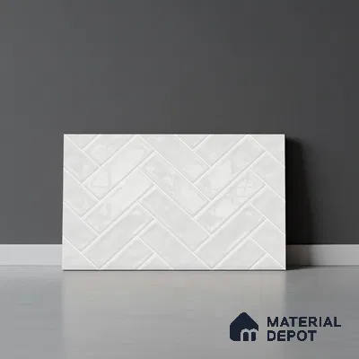 TL 00629 A Light Albaster White 12 x 18 inch Glossy Finish 3D High Definition Digital Subway Ceramic Wall Tile - 6 mm