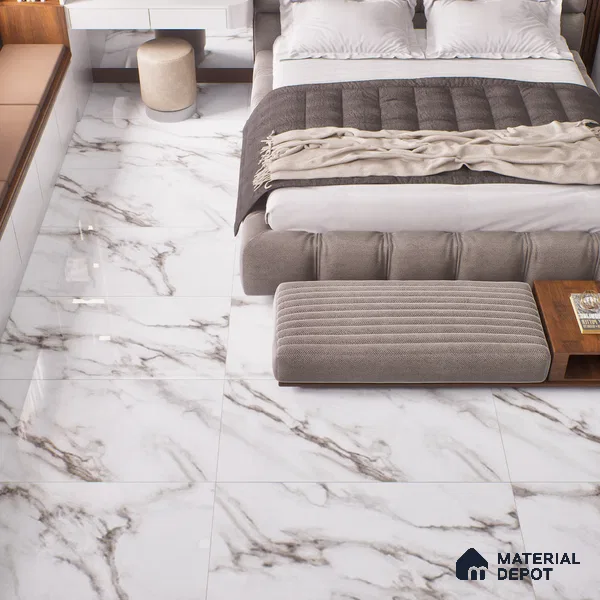 Marble Wall & Floor Tile | TL 02567 Aldano Brown 4 ft x 2 ft Glossy Finish Random Design Vitrified Tile - 9 mm | Suitable For Living Room, Bedroom, Kitchen (Sample)