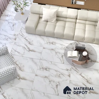 Marble Wall & Floor Tile | TL 02567 Aldano Brown 4 ft x 2 ft Glossy Finish Random Design Vitrified Tile - 9 mm | Suitable For Living Room, Bedroom, Kitchen (Sample)