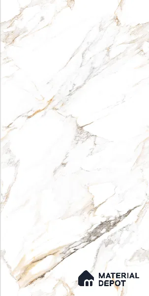 Budget Friendly Marble Floor & Wall Tile Value For Money TL 05606 Calacutta Alex 4 ft x 2 ft - Vitrified Glossy Finish -9 mm | Suitable for Living Room, Bedroom & Bathroom