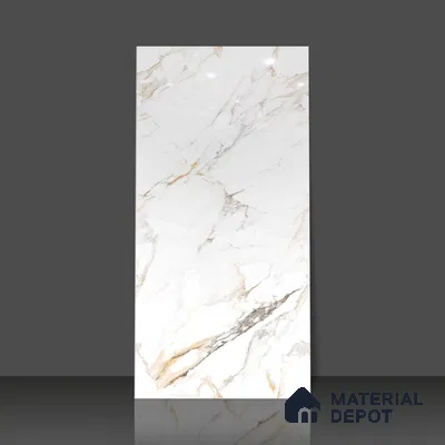 Budget Friendly Marble Floor & Wall Tile Value For Money TL 05606 Calacutta Alex 4 ft x 2 ft - Vitrified Glossy Finish -9 mm | Suitable for Living Room, Bedroom & Bathroom