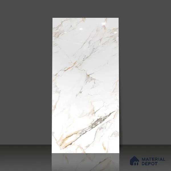 Budget Friendly Marble Floor & Wall Tile Value For Money TL 05606 Calacutta Alex 4 ft x 2 ft - Vitrified Glossy Finish -9 mm | Suitable for Living Room, Bedroom & Bathroom